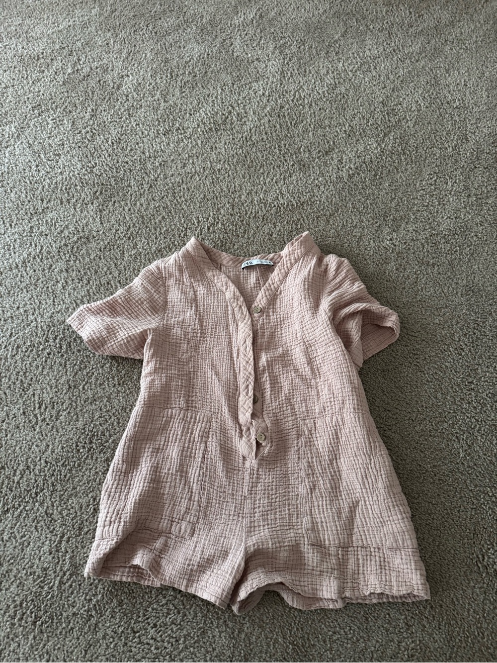 Zara Blush Pink Textured Gauze Top